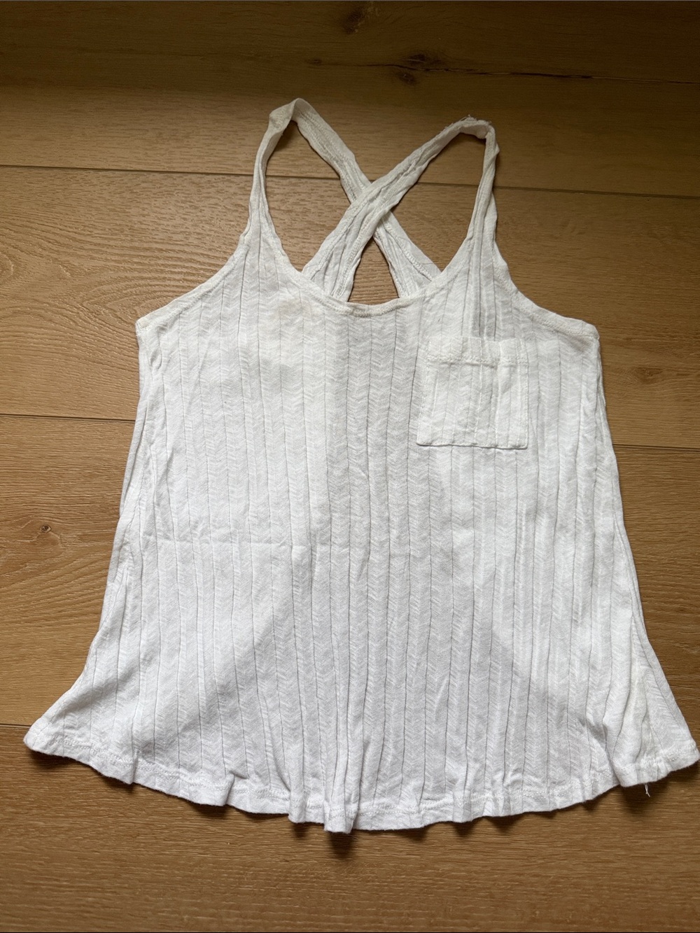 The Cove / Lizard Thicket White Ribbed Open Back Crossback Tank Top
